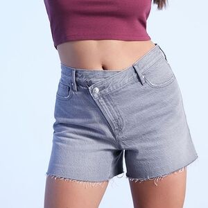 PacSun Eco Gray Asymmetrical Vintage Denim Cutoff Shorts